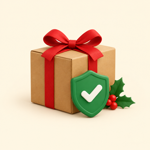 Shipping protection add-on icon: parcel with a green shield checkmark